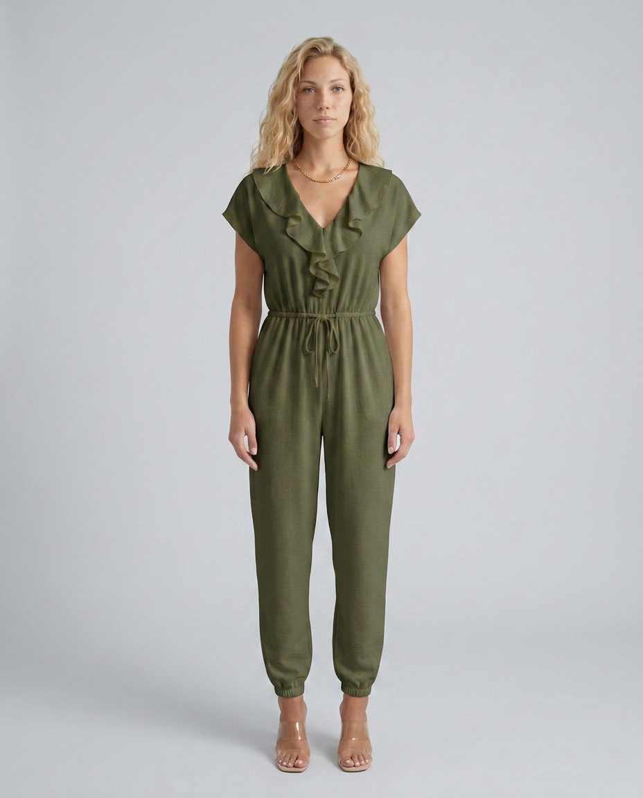 Maura | Jumpsuit with Ruffle V-Neck and Drawstring Waist