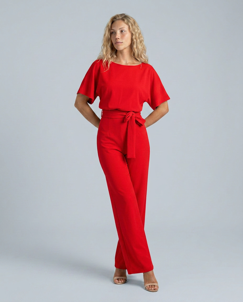 Arline | Jumpsuit with Tie Waist and Wide-Leg Trousers