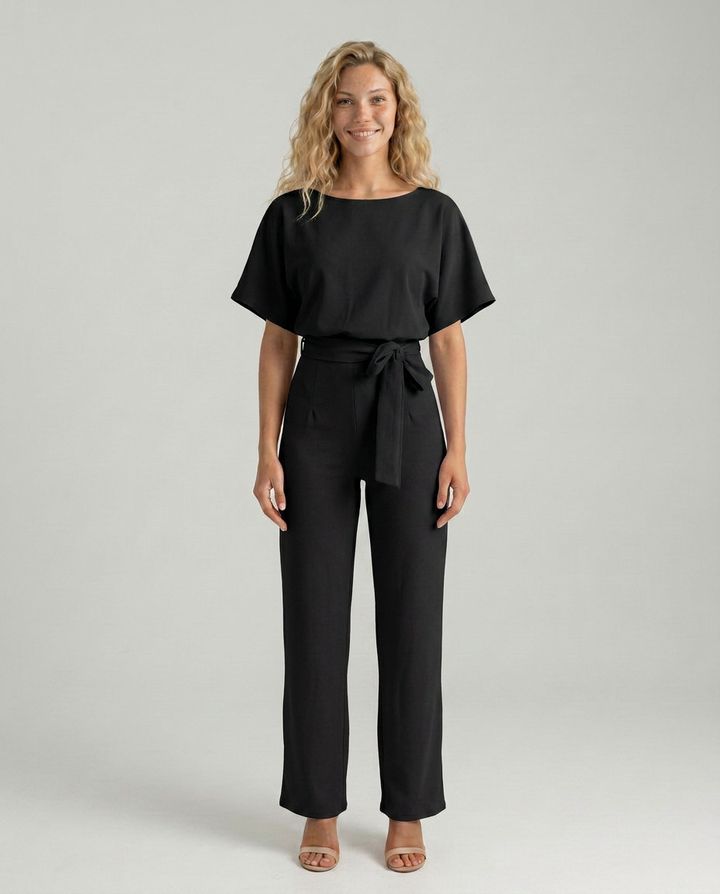 Arline | Jumpsuit with Tie Waist and Wide-Leg Trousers