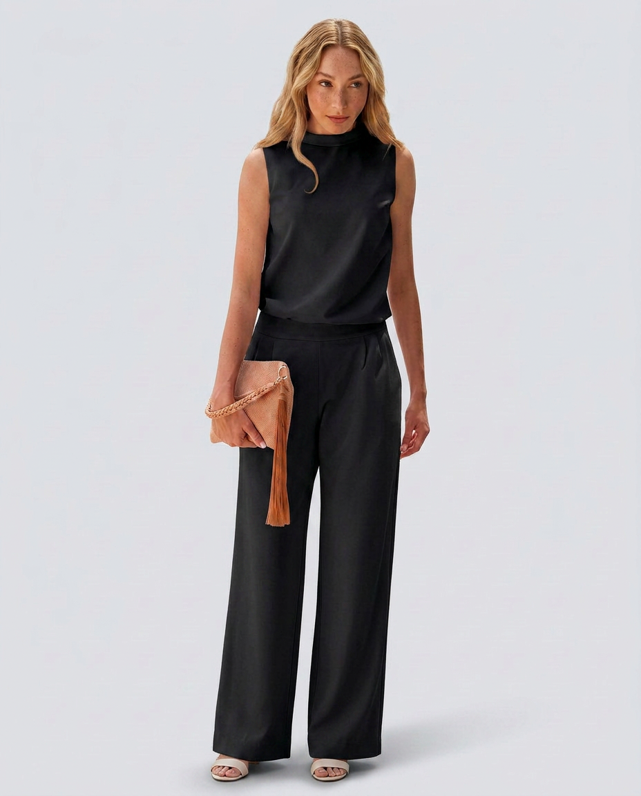 Sheri | Sleeveless Wide-Leg Jumpsuit with High Neck