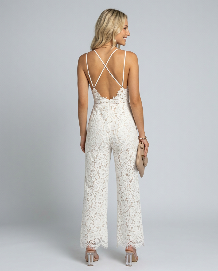 Sadie | Lace Jumpsuit with Wide-Leg Trousers