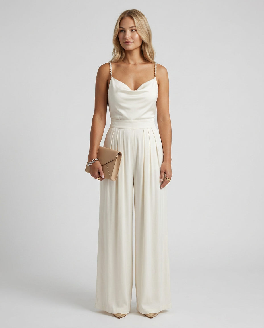 Noelle | Cowl Neck Jumpsuit with Straight-Leg Trousers