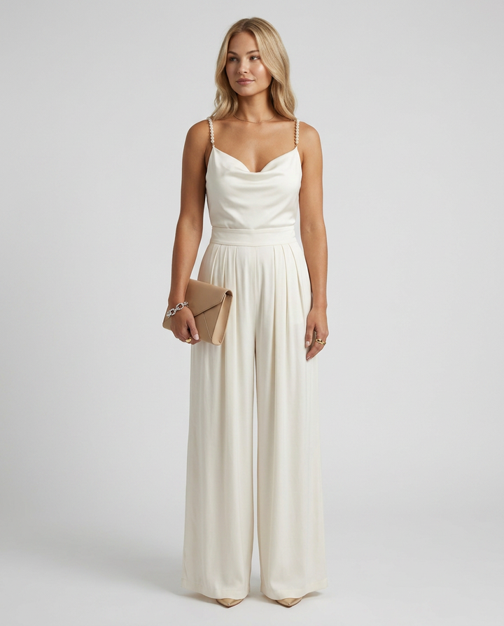 Noelle | Cowl Neck Jumpsuit with Straight-Leg Trousers