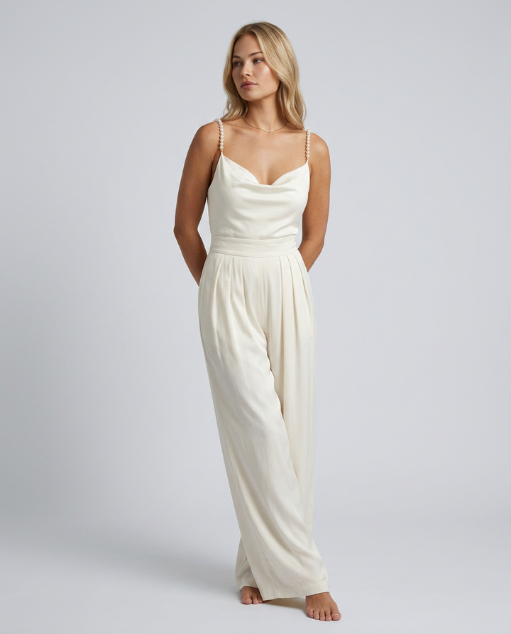 Noelle | Cowl Neck Jumpsuit with Straight-Leg Trousers