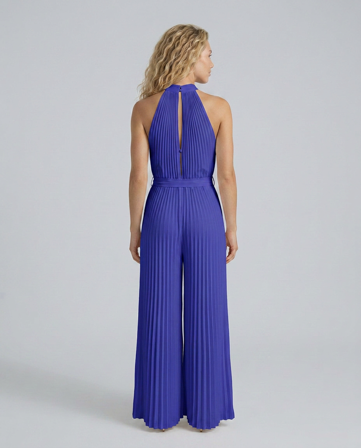 Nanette | Halter Neck Jumpsuit with Pleated Wide-Leg Trousers