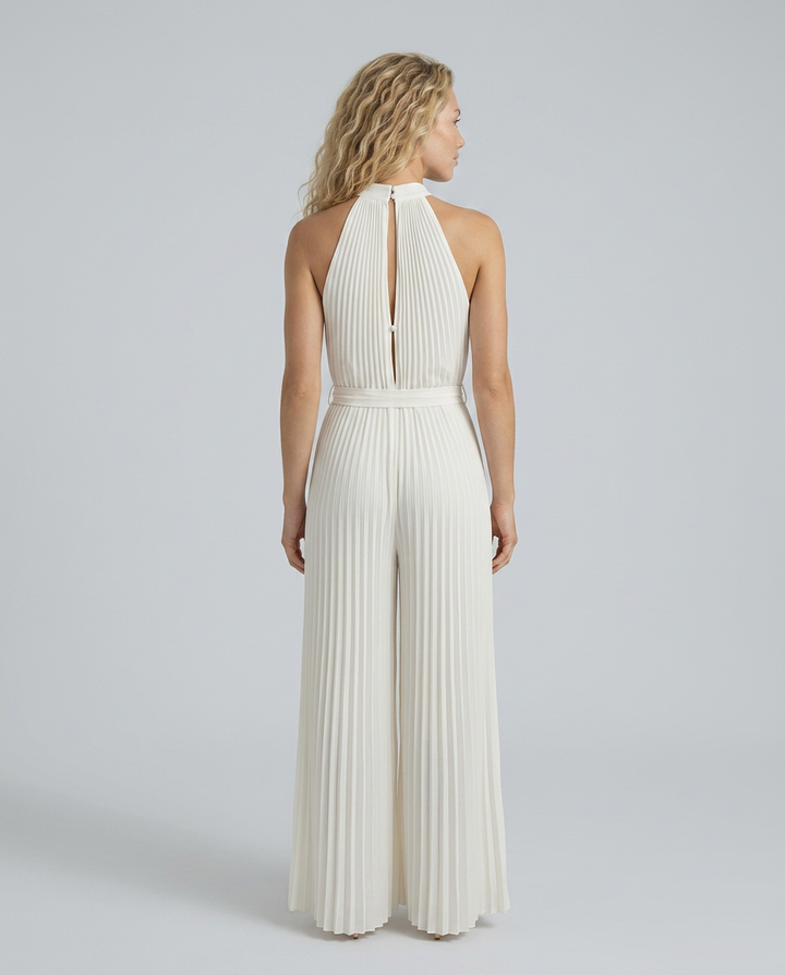 Nanette | Halter Neck Jumpsuit with Pleated Wide-Leg Trousers