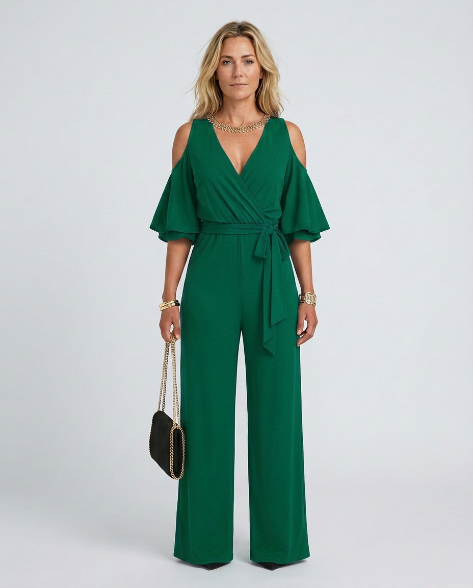 Alison | Cold Shoulder Jumpsuit with Wide-Leg Trousers