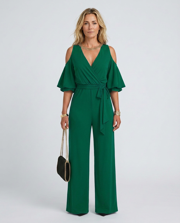 Alison | Cold Shoulder Jumpsuit with Wide-Leg Trousers
