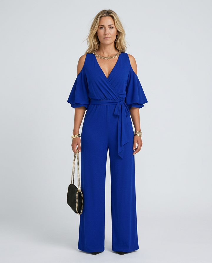 Alison | Cold Shoulder Jumpsuit with Wide-Leg Trousers