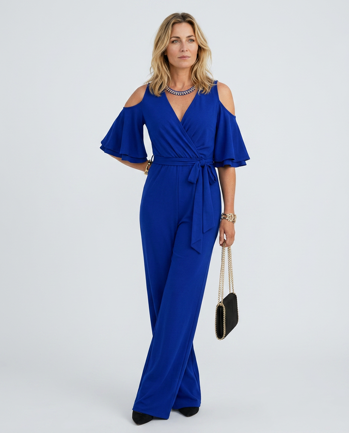 Alison | Cold Shoulder Jumpsuit with Wide-Leg Trousers