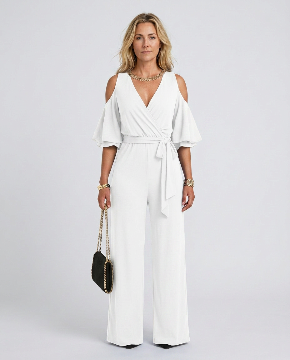Alison | Cold Shoulder Jumpsuit with Wide-Leg Trousers