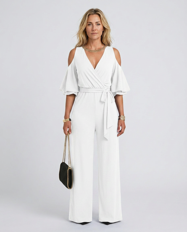 Alison | Cold Shoulder Jumpsuit with Wide-Leg Trousers