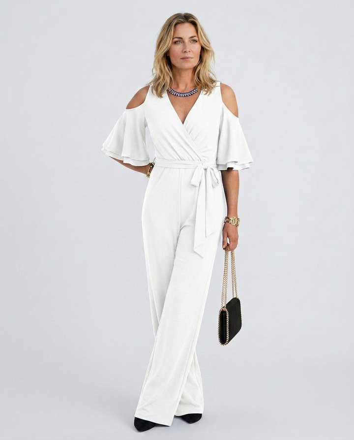 Alison | Cold Shoulder Jumpsuit with Wide-Leg Trousers