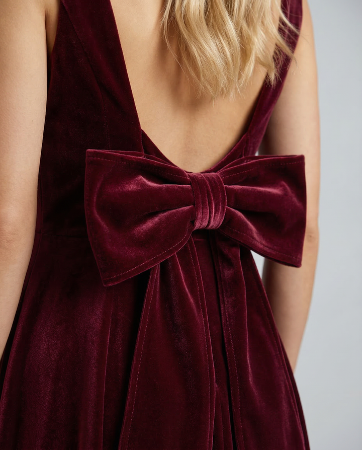 Vivienne | Midi Dress with Open Back and Bow Detail