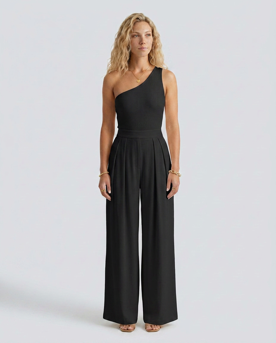 Eloise | One-Shoulder Jumpsuit with Wide-Leg Trousers