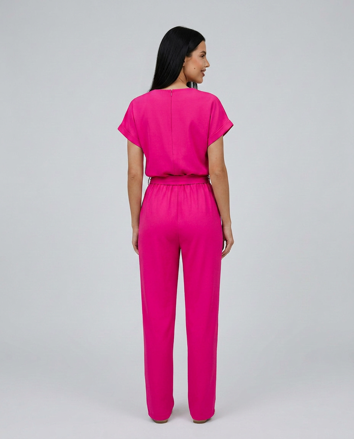 Emma | Belted Jumpsuit with Keyhole Neckline