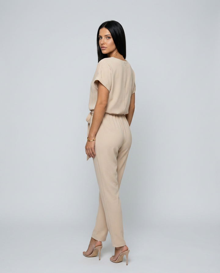 Emma | Belted Jumpsuit with Keyhole Neckline