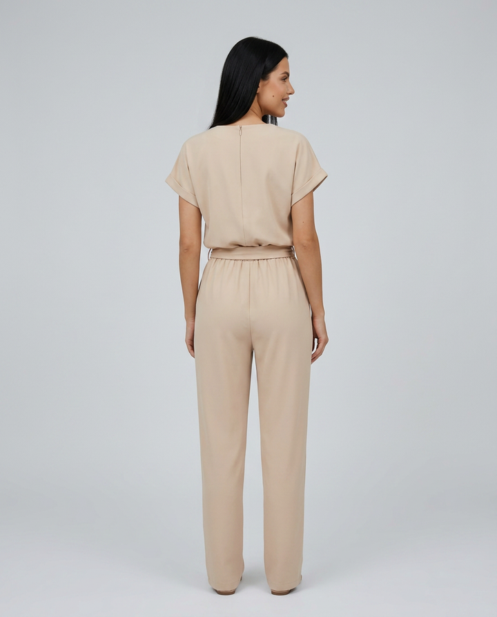 Emma | Belted Jumpsuit with Keyhole Neckline