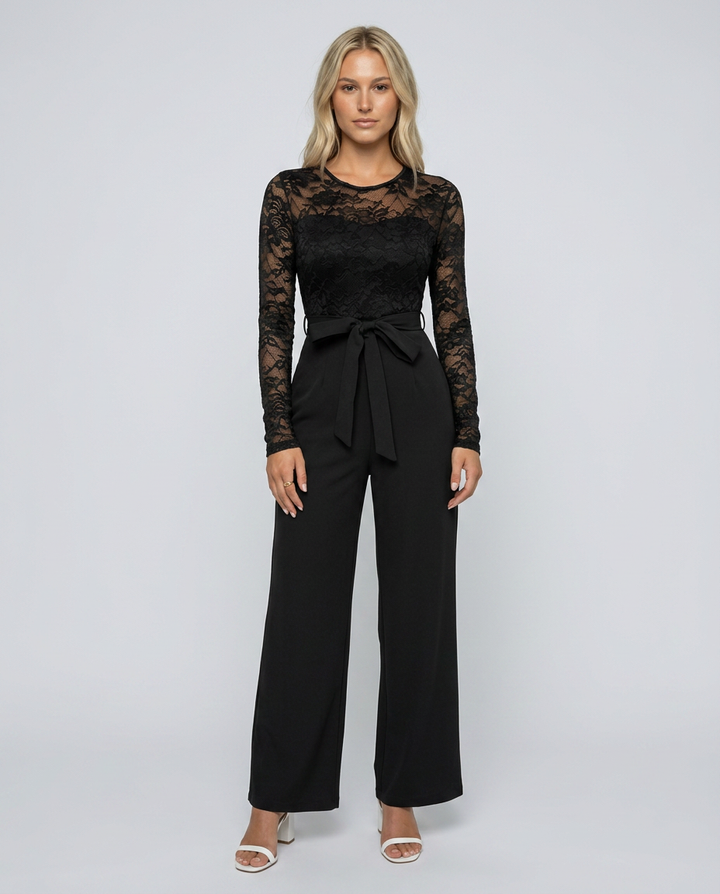Rhea | Lace Jumpsuit with Adjustable Waist Belt