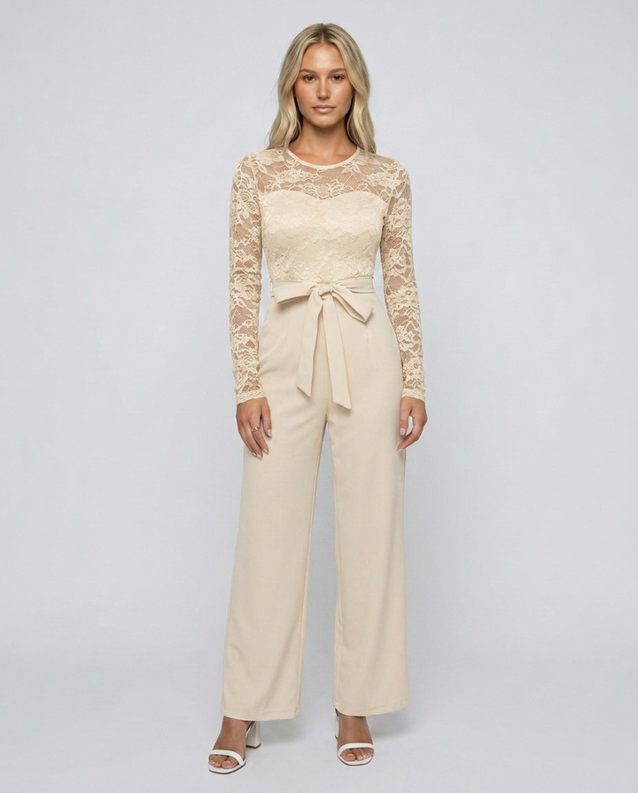 Rhea | Lace Jumpsuit with Adjustable Waist Belt