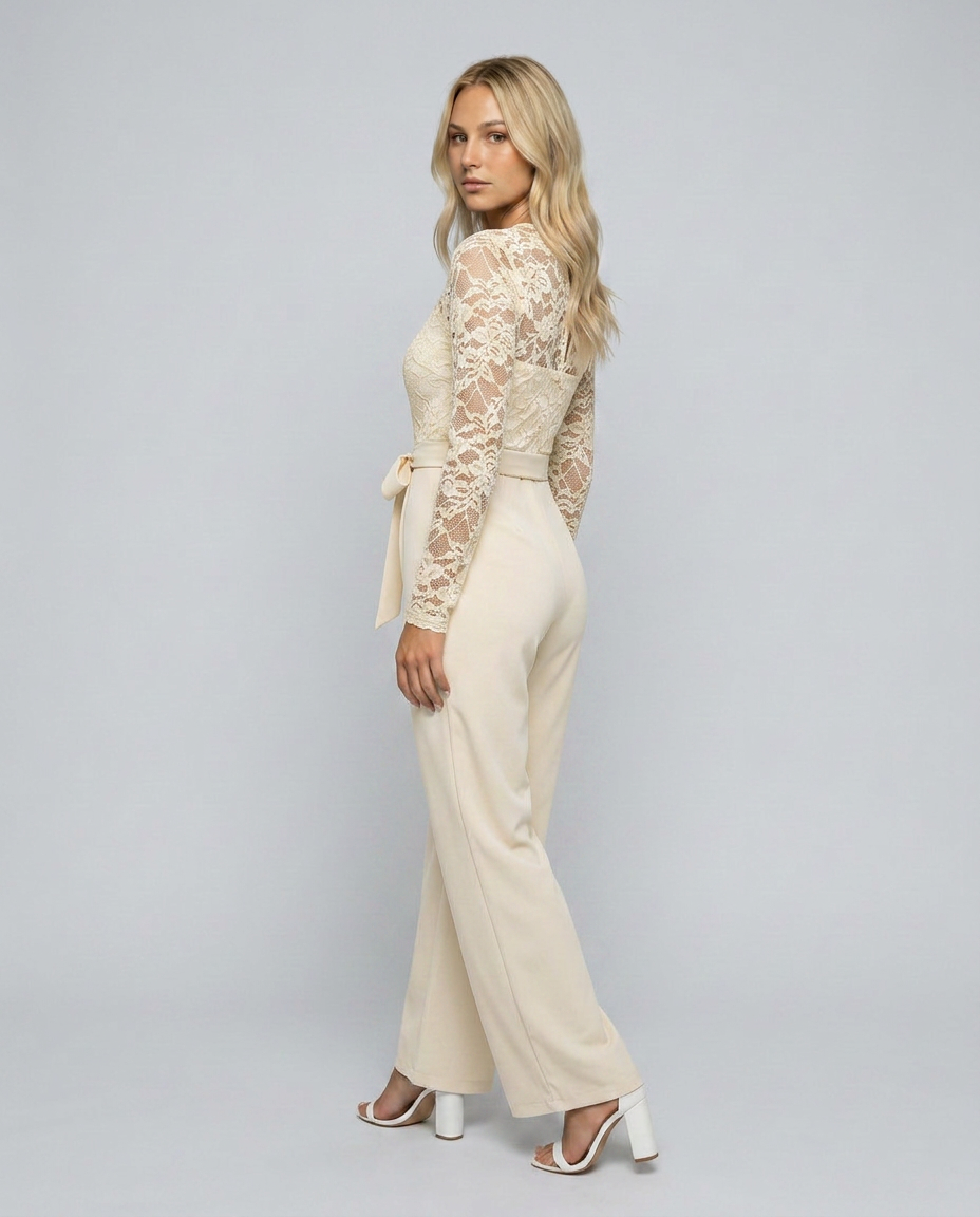 Rhea | Lace Jumpsuit with Adjustable Waist Belt