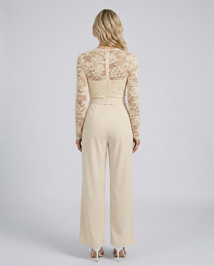 Rhea | Lace Jumpsuit with Adjustable Waist Belt