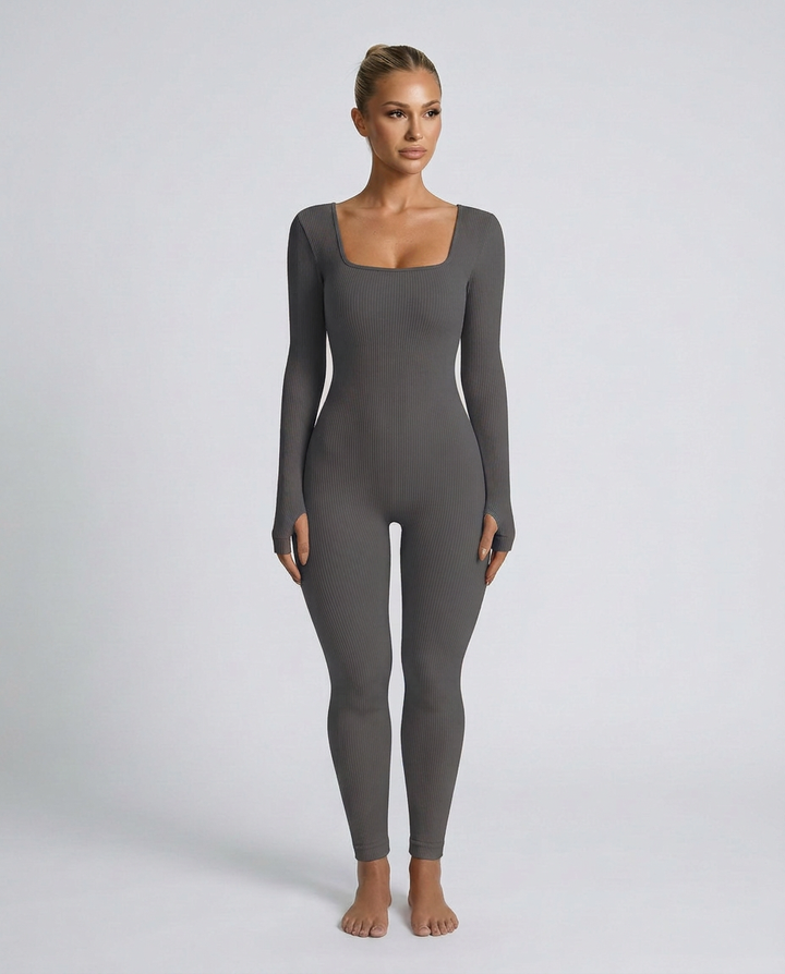 Gina | Ribbed Fitted Jumpsuit with Long Sleeves