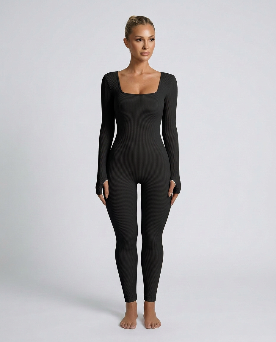 Gina | Ribbed Fitted Jumpsuit with Long Sleeves