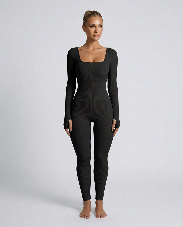 Gina | Ribbed Fitted Jumpsuit with Long Sleeves