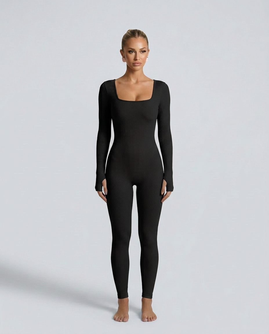 Gina | Ribbed Fitted Jumpsuit with Long Sleeves