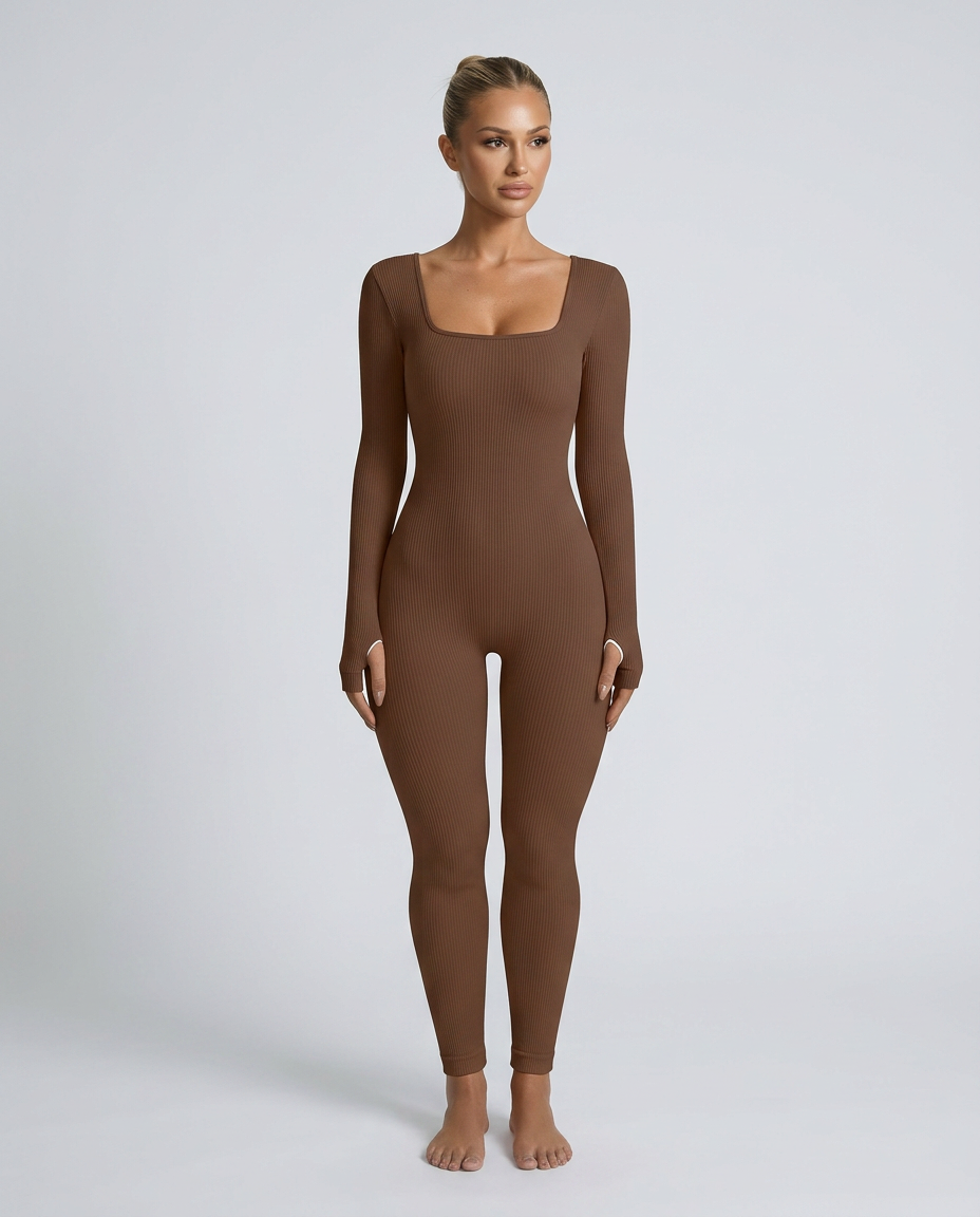 Gina | Ribbed Fitted Jumpsuit with Long Sleeves