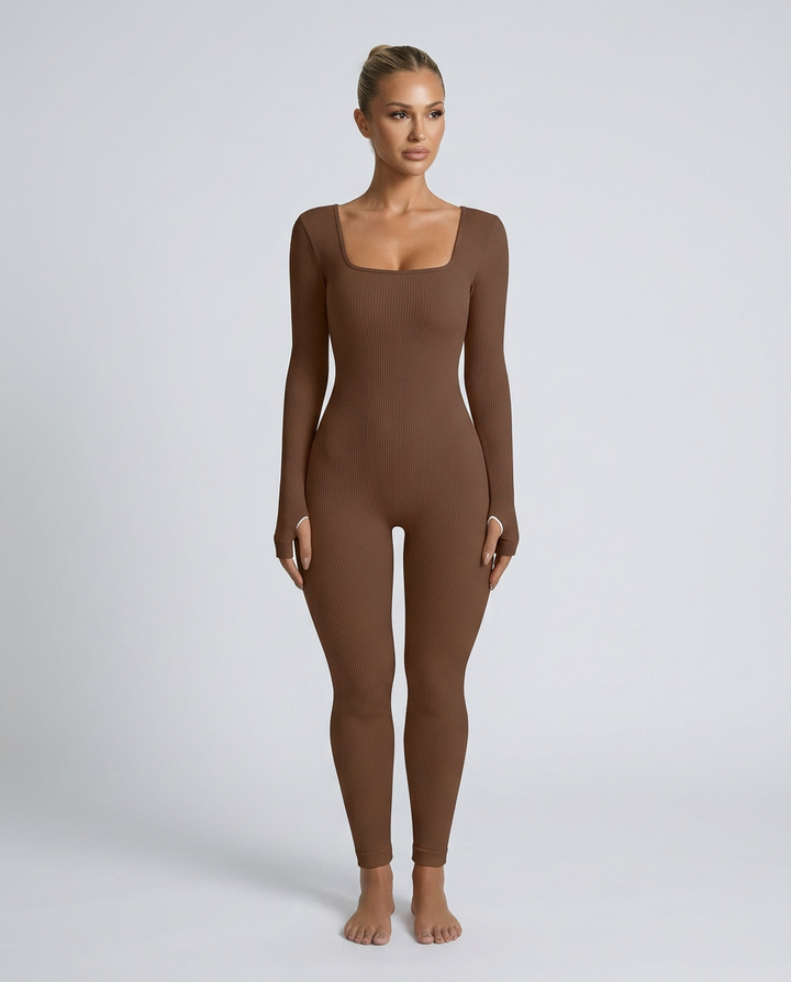 Gina | Ribbed Fitted Jumpsuit with Long Sleeves