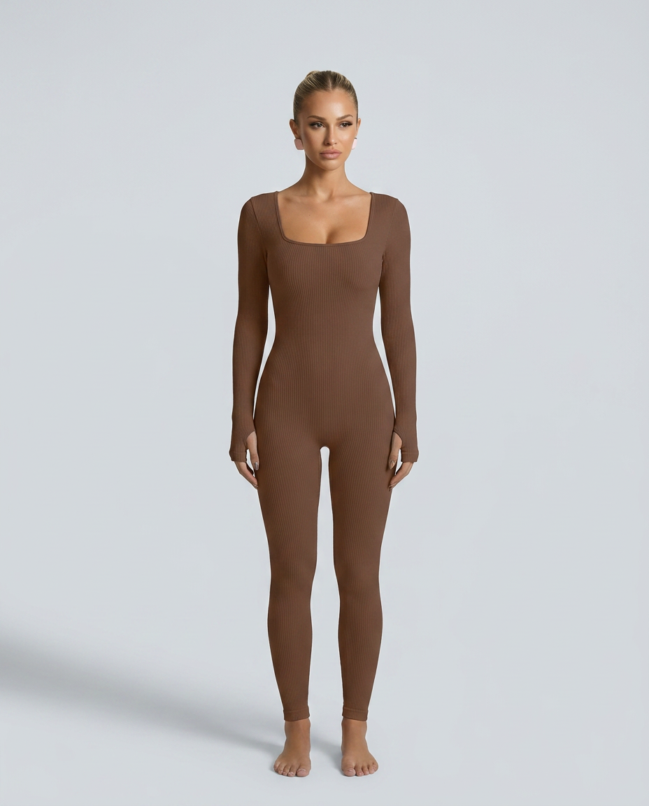 Gina | Ribbed Fitted Jumpsuit with Long Sleeves