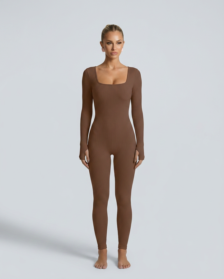 Gina | Ribbed Fitted Jumpsuit with Long Sleeves