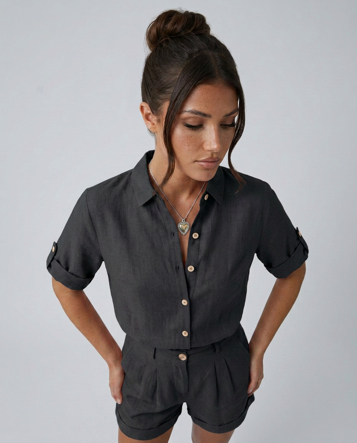 Edna | Casual Button-Front Short Jumpsuit