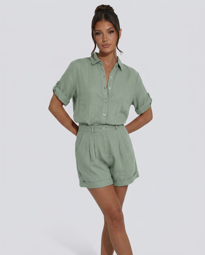 Edna | Casual Button-Front Short Jumpsuit