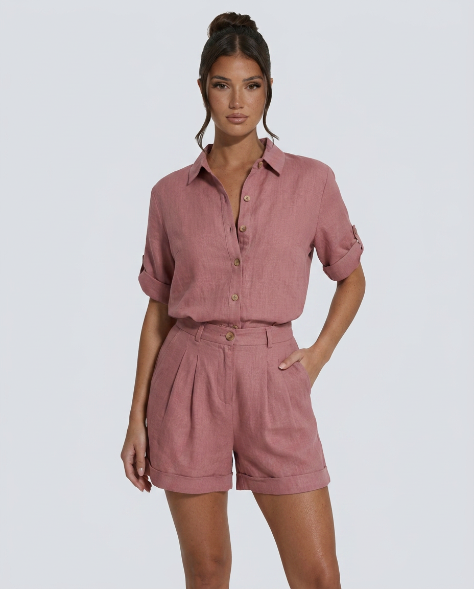 Edna | Casual Button-Front Short Jumpsuit
