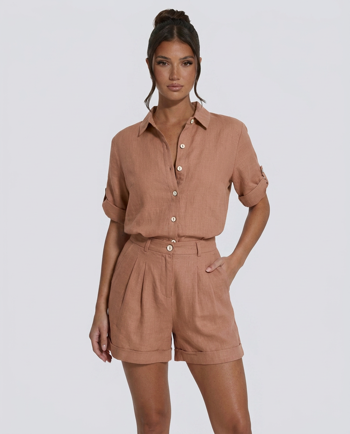 Edna | Casual Button-Front Short Jumpsuit
