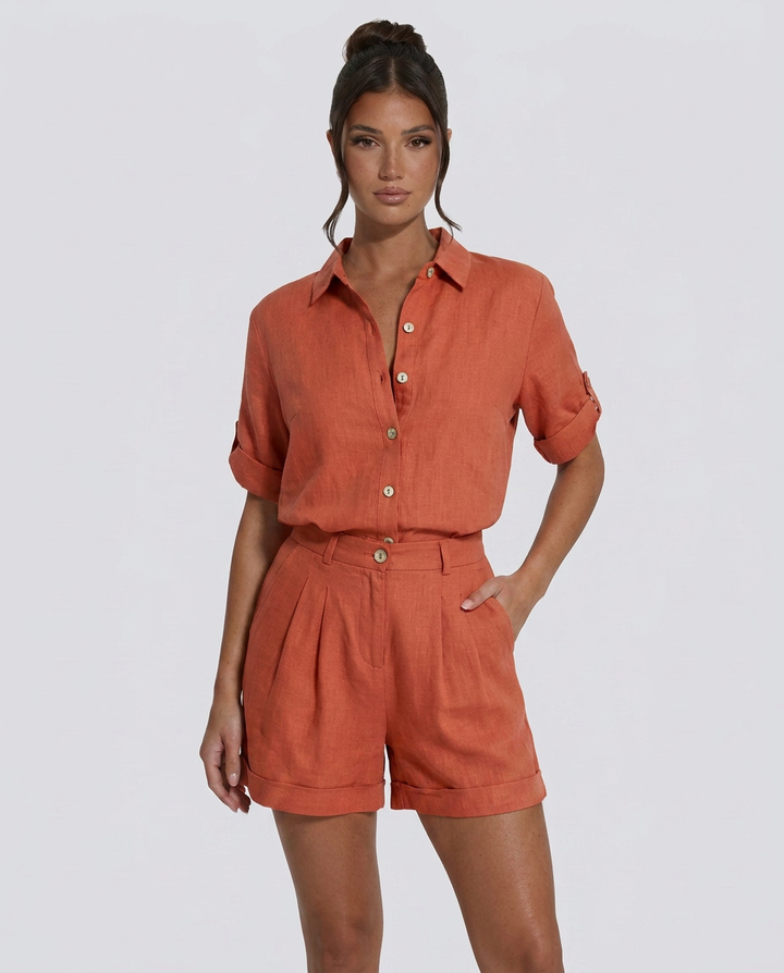 Edna | Casual Button-Front Short Jumpsuit