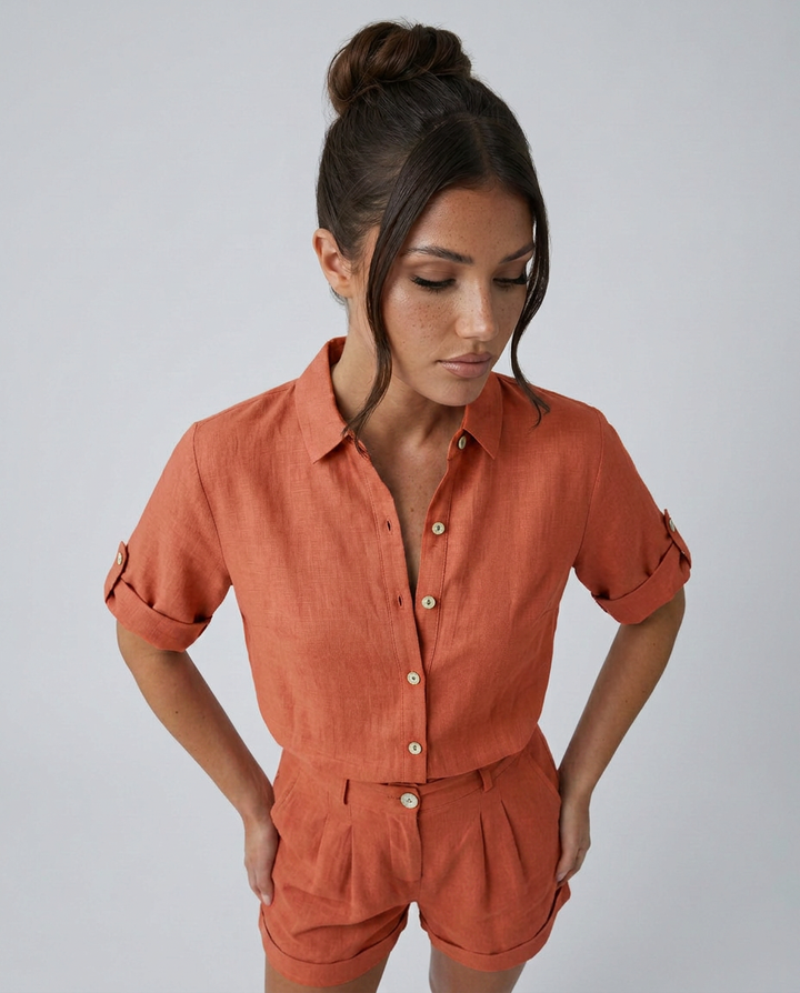 Edna | Casual Button-Front Short Jumpsuit