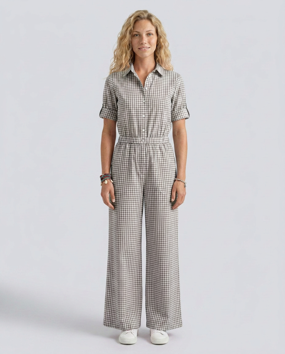 Lizzie | Gingham Jumpsuit with Wide-Leg Silhouette
