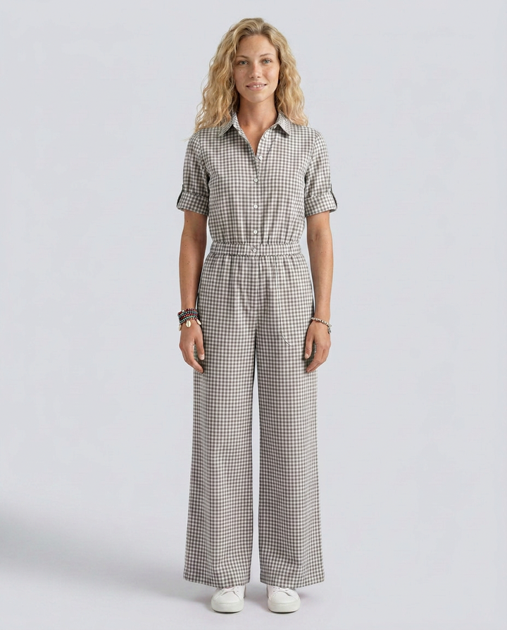 Lizzie | Gingham Jumpsuit with Wide-Leg Silhouette