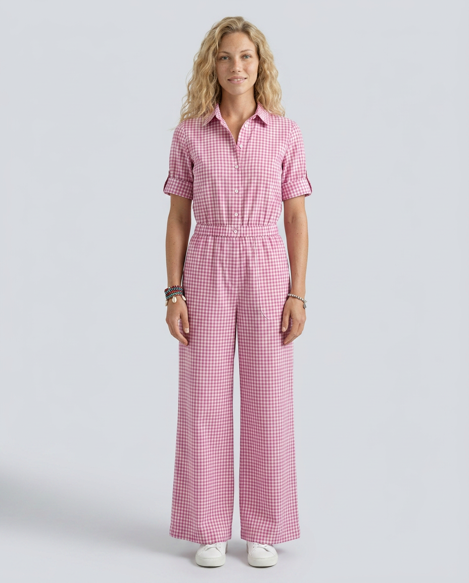 Lizzie | Gingham Jumpsuit with Wide-Leg Silhouette