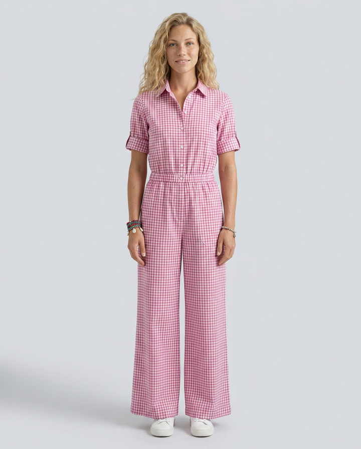 Lizzie | Gingham Jumpsuit with Wide-Leg Silhouette