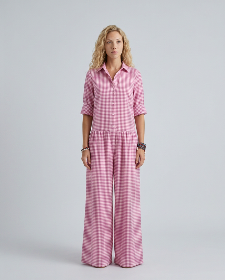 Lizzie | Gingham Jumpsuit with Wide-Leg Silhouette
