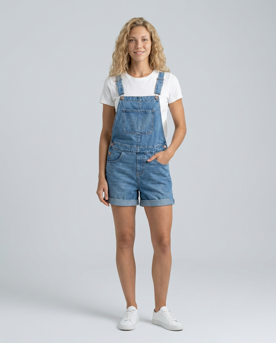 Ester | Denim Short Overalls with Adjustable Straps