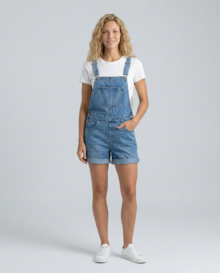Ester | Denim Short Overalls with Adjustable Straps