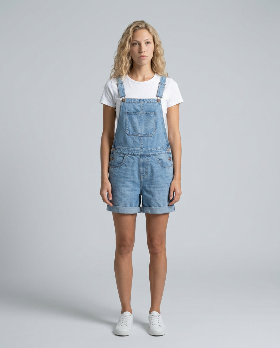 Ester | Denim Short Overalls with Adjustable Straps