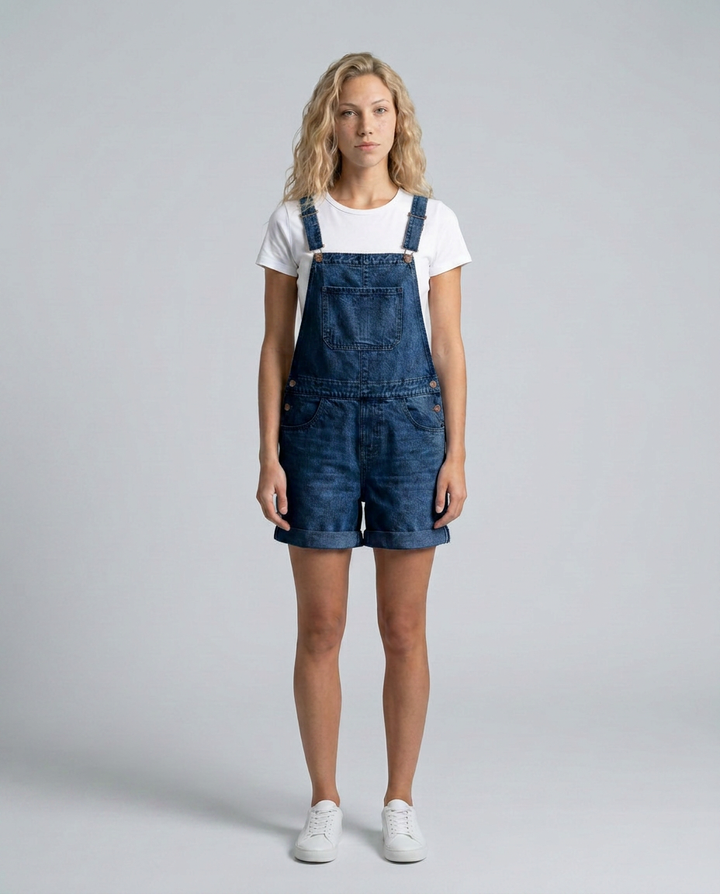 Ester | Denim Short Overalls with Adjustable Straps