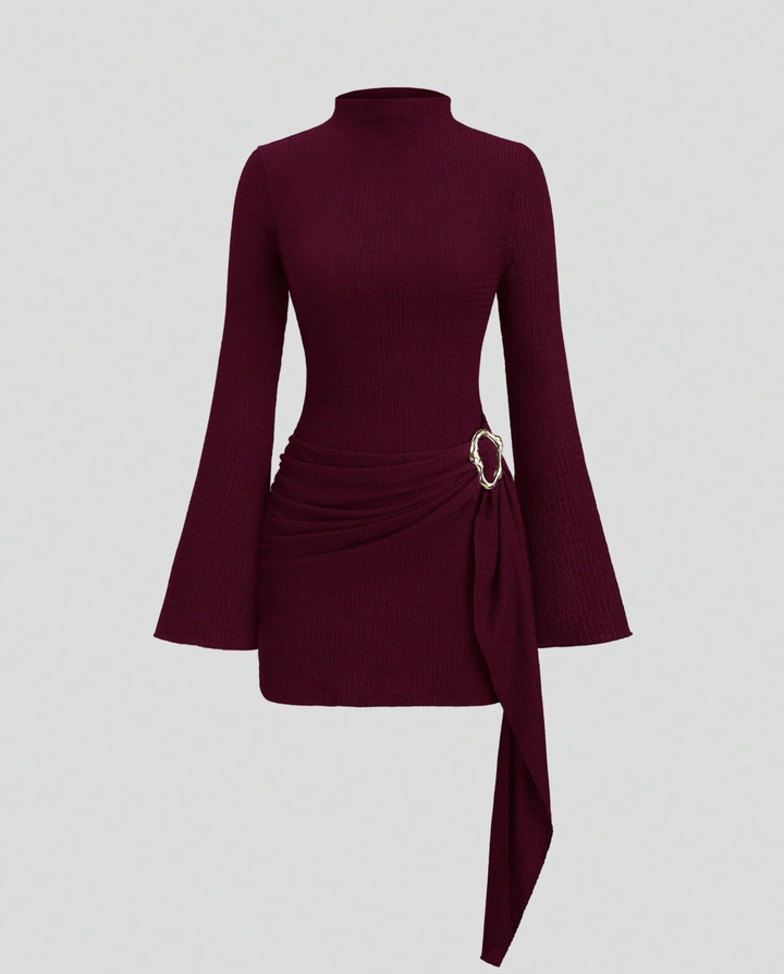Addison | Mini Dress Long Sleeve with Side Tie Detail